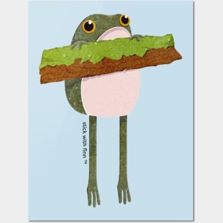 Frog on a Log Frogson Posters and Art